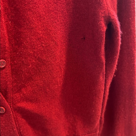 NAADAM Red and Gray Wool Blend Sweater, Red Cashmino Layered Cardigan - Picture 7 of 8